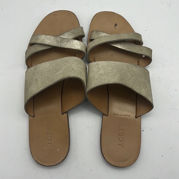 J Crew Bali Gold Leather Slip on Sandals - Picture 5 of 5